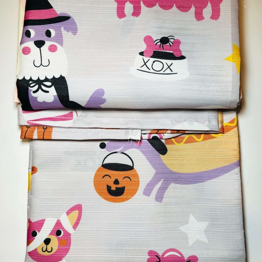 Halloween Cute Dogs in Costumes Fabric Shower Curtain with Hooks Pink Purple - Picture 7 of 15